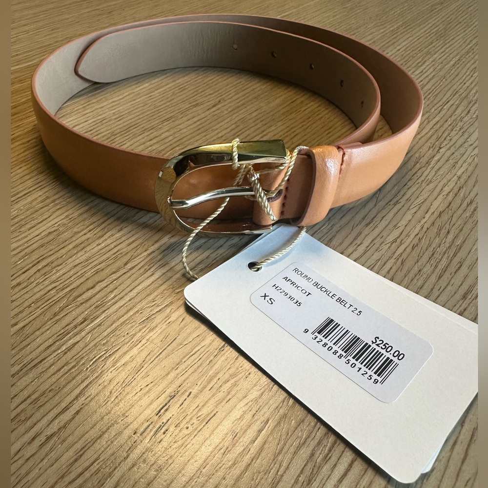 Scanlan Theodore Camel (Apricot) Leather Belt with Gold Buckle